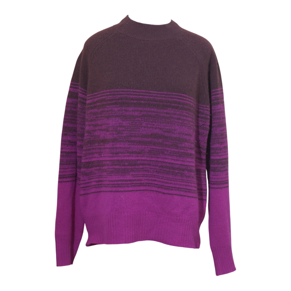 C by Bloomingdales Mock Neck Cashmere Sweater Magenta & Burgundy Royalcore EUC
